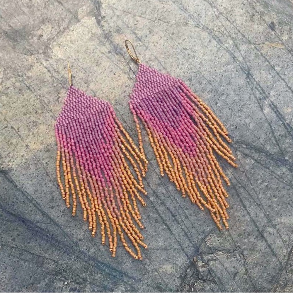 Hand beaded one of a kind earrings